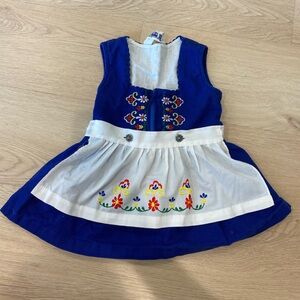 Toddler girls embroidered Swedish Nordic blue dress